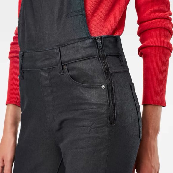 NEW! G-STAR RAW Leather Straps High Waist Skinny OVERALL Jumpsuit- Size 26 - Picture 8 of 16